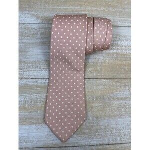Brooks Brothers Makers 100% Silk Mens Tie Pink White Dots 57" x 4" USA Read